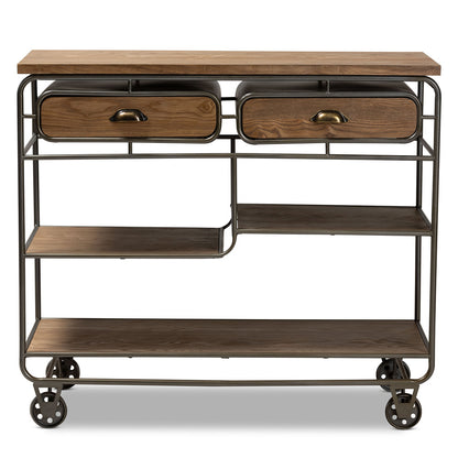 Baxton Studio - Grant Cart in Oak Brown/Black - JY20A069-Oak-Cart view 3