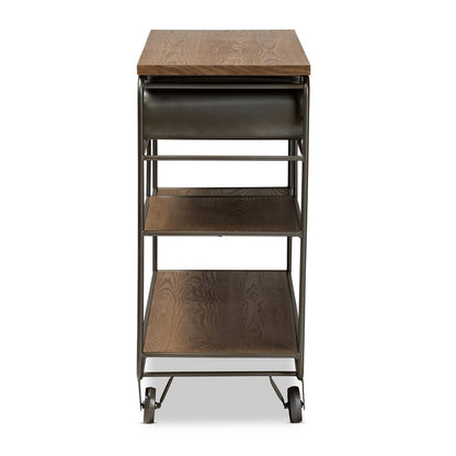 Baxton Studio - Grant Cart in Oak Brown/Black - JY20A069-Oak-Cart view 4