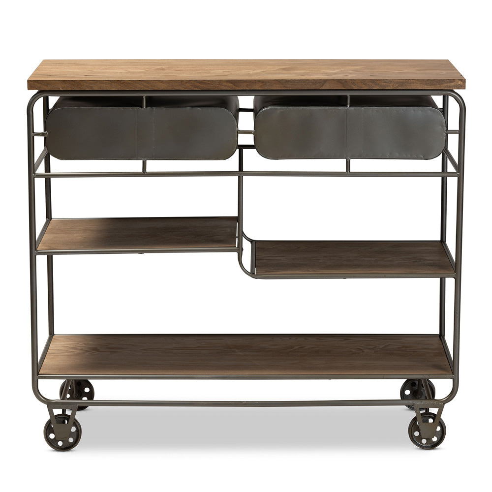 Baxton Studio - Grant Cart in Oak Brown/Black - JY20A069-Oak-Cart view 5