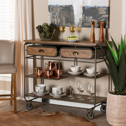 Baxton Studio - Grant Cart in Oak Brown/Black - JY20A069-Oak-Cart view 8