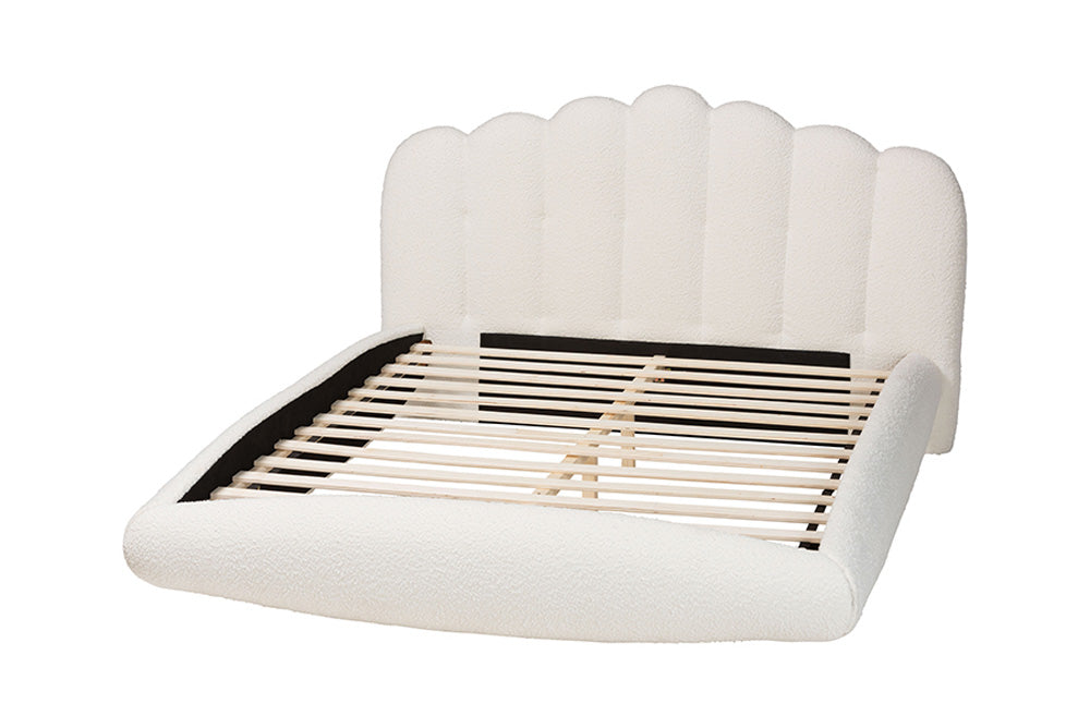 Baxton Studio - Grenier Queen Size Bed - BBT61329-Floating Bed-Cream-Queen view 3