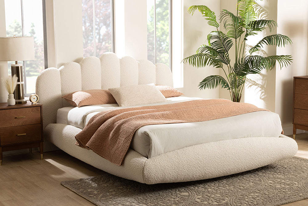 Baxton Studio - Grenier Queen Size Bed - BBT61329-Floating Bed-Cream-Queen view 5