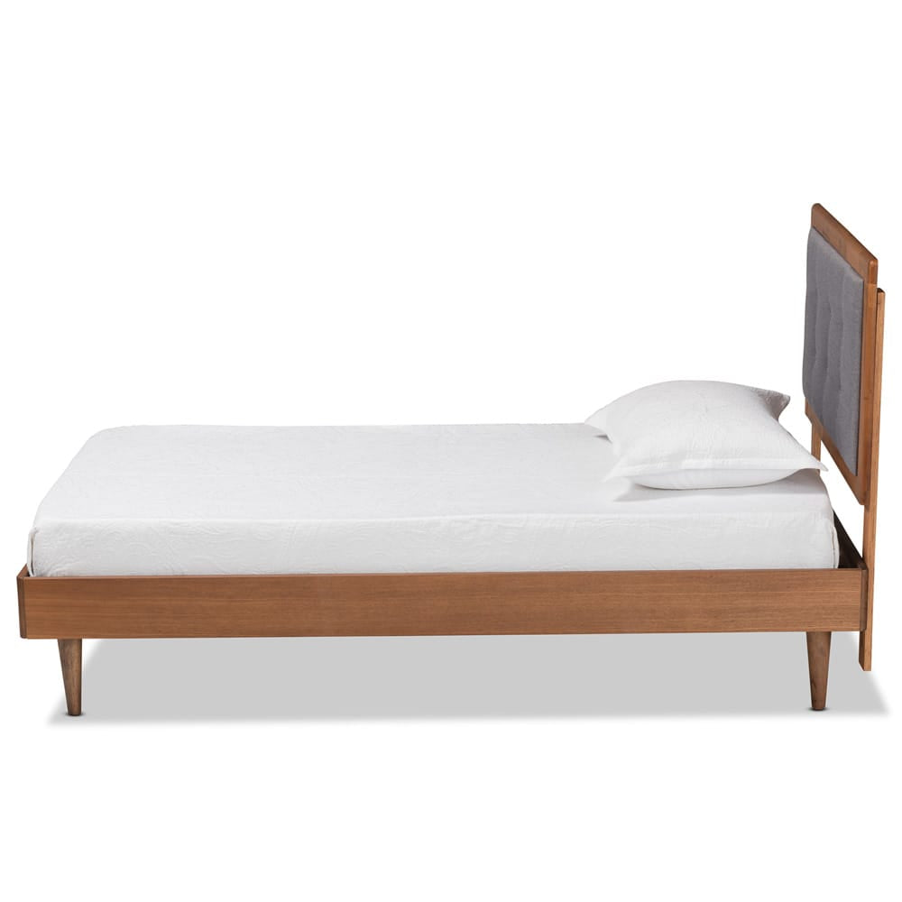 Baxton Studio - Greta Twin Size Bed in Dark Grey/Walnut Brown - Greta-Dark Grey/Ash Walnut-Twin view 2