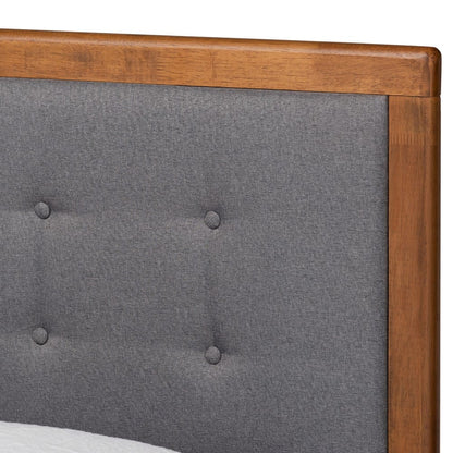 Baxton Studio - Greta Twin Size Bed in Dark Grey/Walnut Brown - Greta-Dark Grey/Ash Walnut-Twin view 4