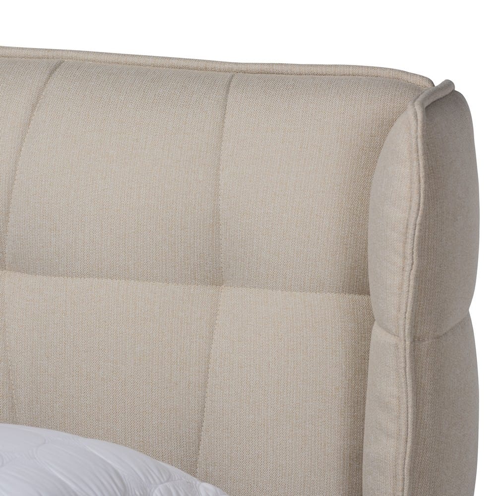 Baxton Studio - Gretchen Queen Size Bed in Light beige/Walnut brown - BBT6917-Light Beige/Walnut-Queen view 4