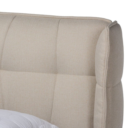 Baxton Studio - Gretchen Queen Size Bed in Light beige/Walnut brown - BBT6917-Light Beige/Walnut-Queen view 4