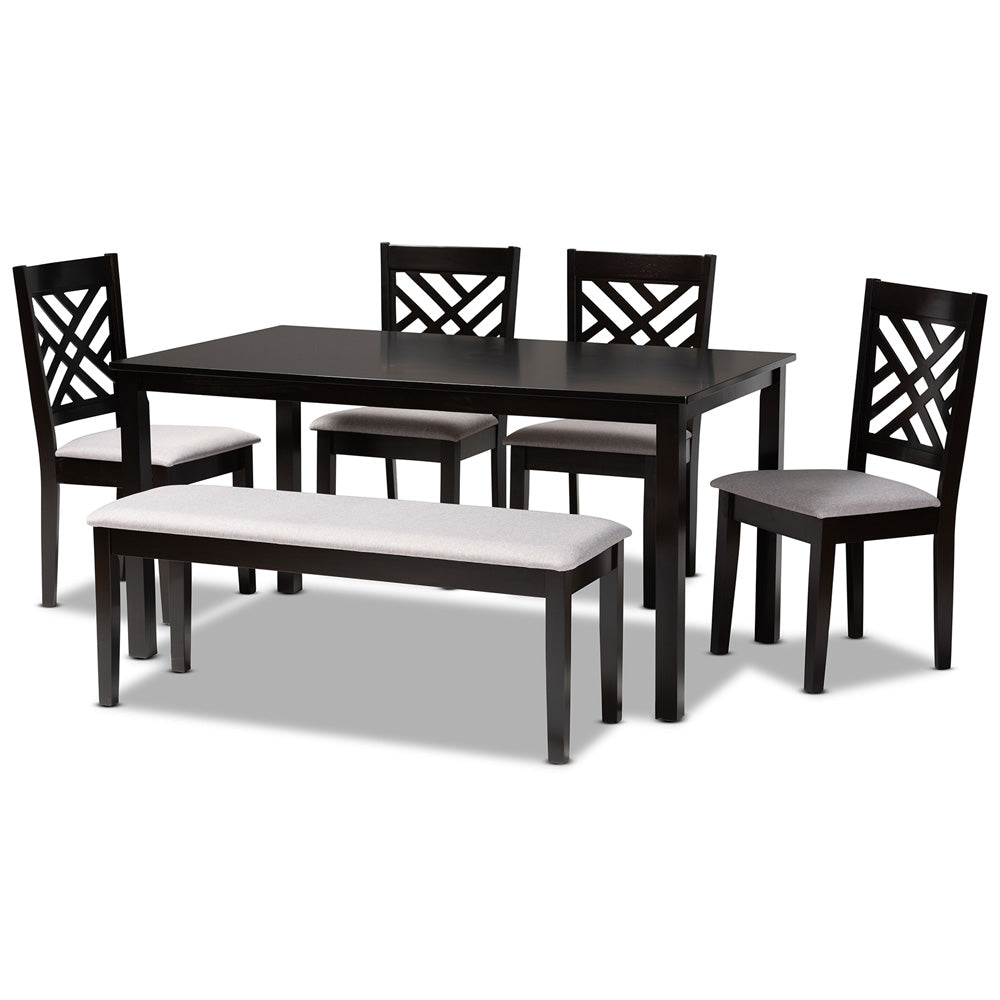 Baxton Studio - Gustavo Dining Set in Grey/Dark Brown - RH317C-Grey/Dark Brown-6PC Dining Set view 1
