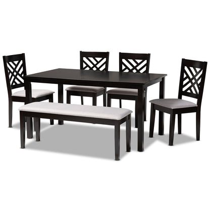 Baxton Studio - Gustavo Dining Set in Grey/Dark Brown - RH317C-Grey/Dark Brown-6PC Dining Set view 1
