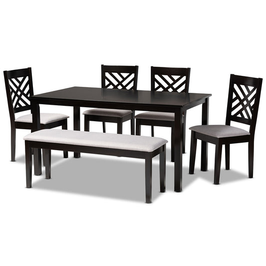 Baxton Studio - Gustavo Dining Set in Grey/Dark Brown - RH317C-Grey/Dark Brown-6PC Dining Set view 1