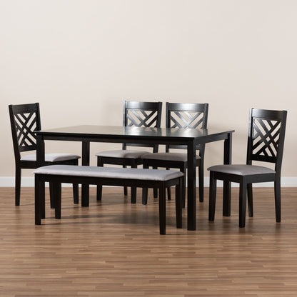 Baxton Studio - Gustavo Dining Set in Grey/Dark Brown - RH317C-Grey/Dark Brown-6PC Dining Set view 9