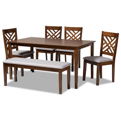 Baxton Studio - Gustavo Dining Set in Grey/Walnut - RH317C-Grey/Walnut-6PC Dining Set view 1