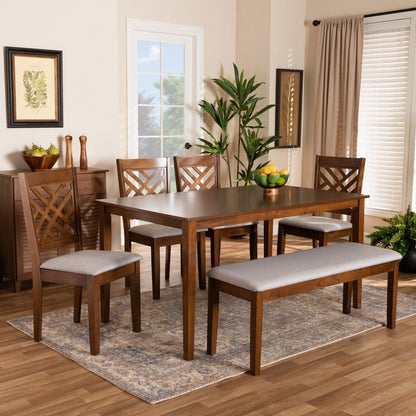 Baxton Studio - Gustavo Dining Set in Grey/Walnut - RH317C-Grey/Walnut-6PC Dining Set view 8