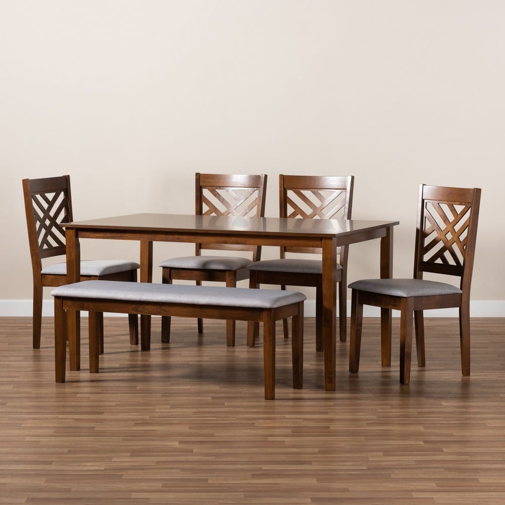 Baxton Studio - Gustavo Dining Set in Grey/Walnut - RH317C-Grey/Walnut-6PC Dining Set view 9