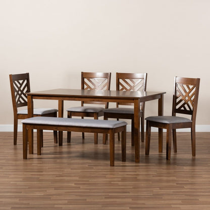 Baxton Studio - Gustavo Dining Set in Grey/Walnut - RH317C-Grey/Walnut-6PC Dining Set view 9
