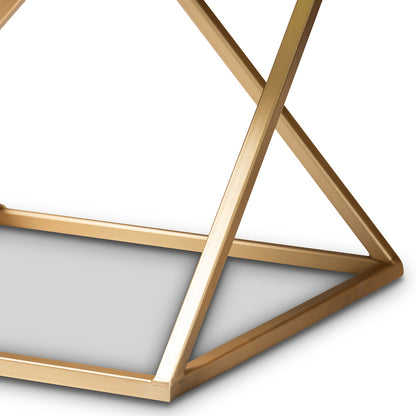 Baxton Studio - Hadley End Table in White/Gold - H01-94137-Metal/Marble Side Table view 3