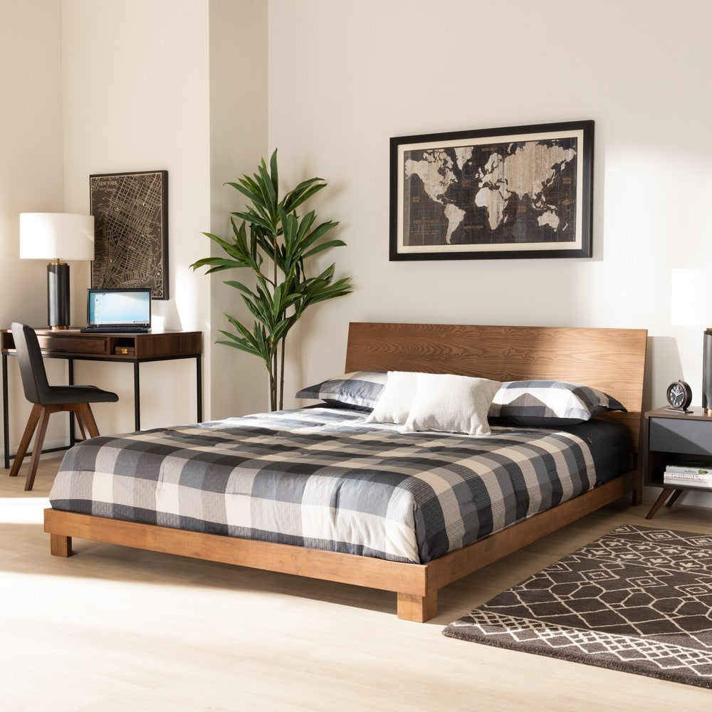Baxton Studio - Haines Full Size Bed in Walnut Brown - MG-0050-Ash Walnut-Full view 6