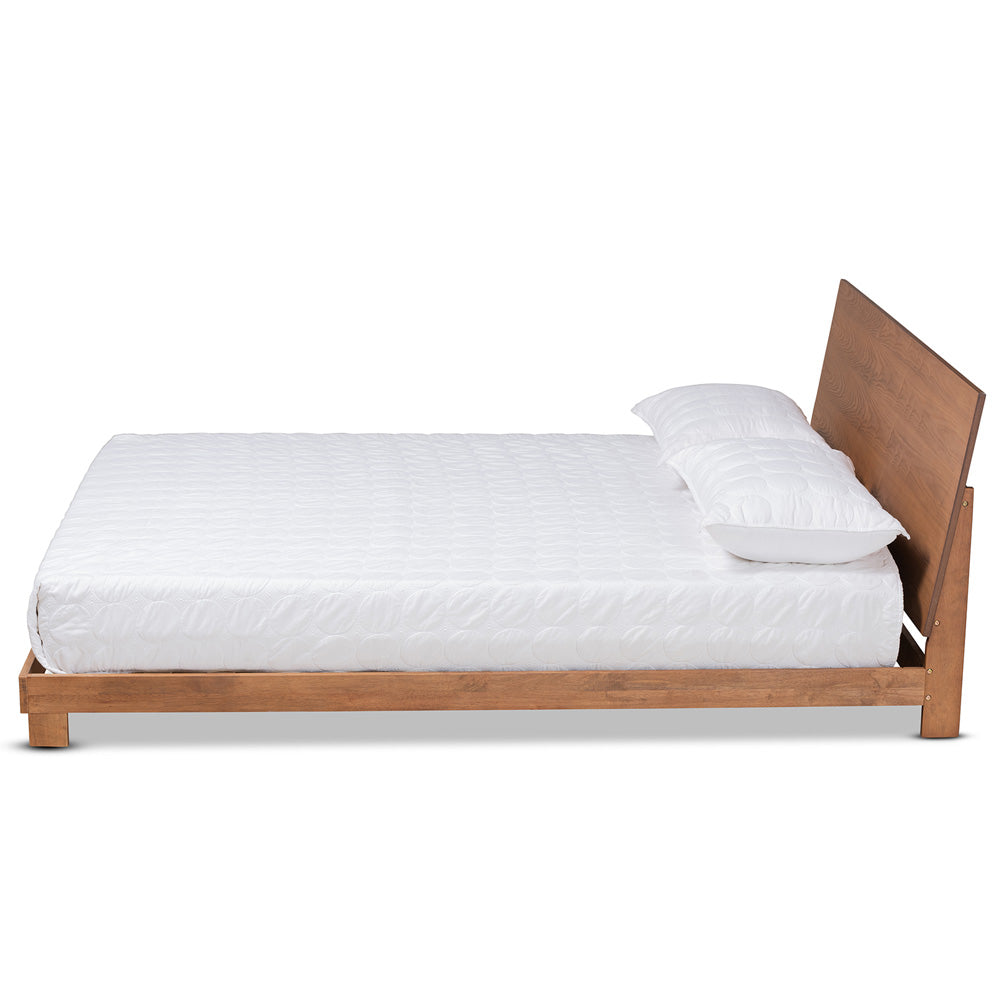 Baxton Studio - Haines Queen Size Bed in Walnut Brown - MG-0050-Ash Walnut-Queen view 2