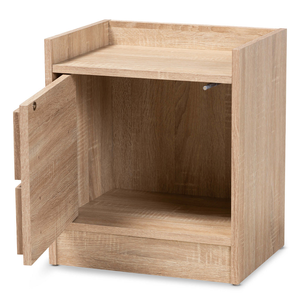 Baxton Studio - Hale Nightstand in Oak brown - ET8003-Oak-NS view 2