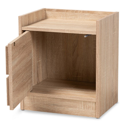Baxton Studio - Hale Nightstand in Oak brown - ET8003-Oak-NS view 2