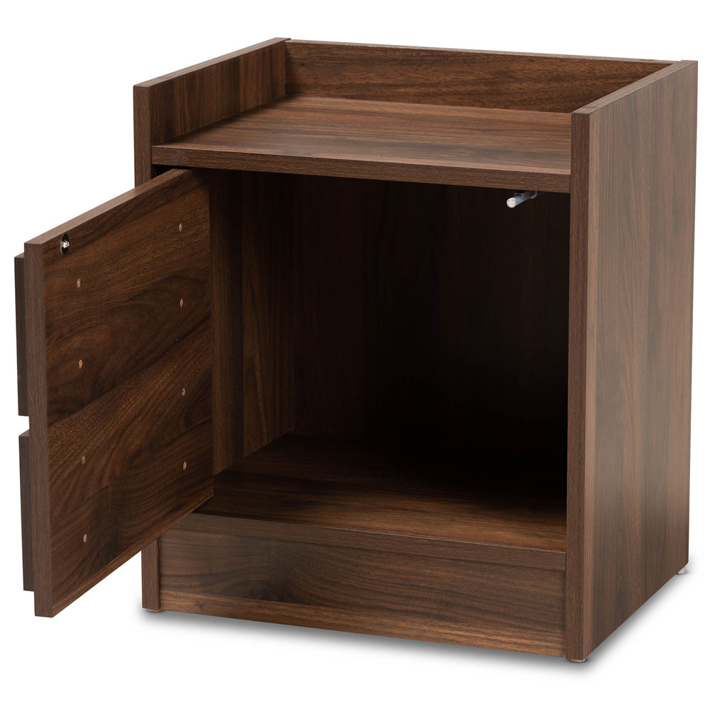 Baxton Studio - Hale Nightstand in Walnut brown - ET8003-Walnut-NS view 2