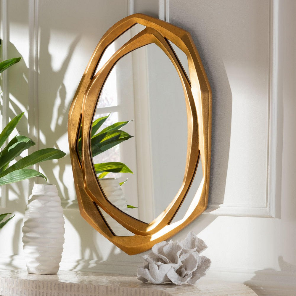 Baxton Studio - Halen Mirror in Antique Goldleaf - RXW-10954-Wall Mirror view 3