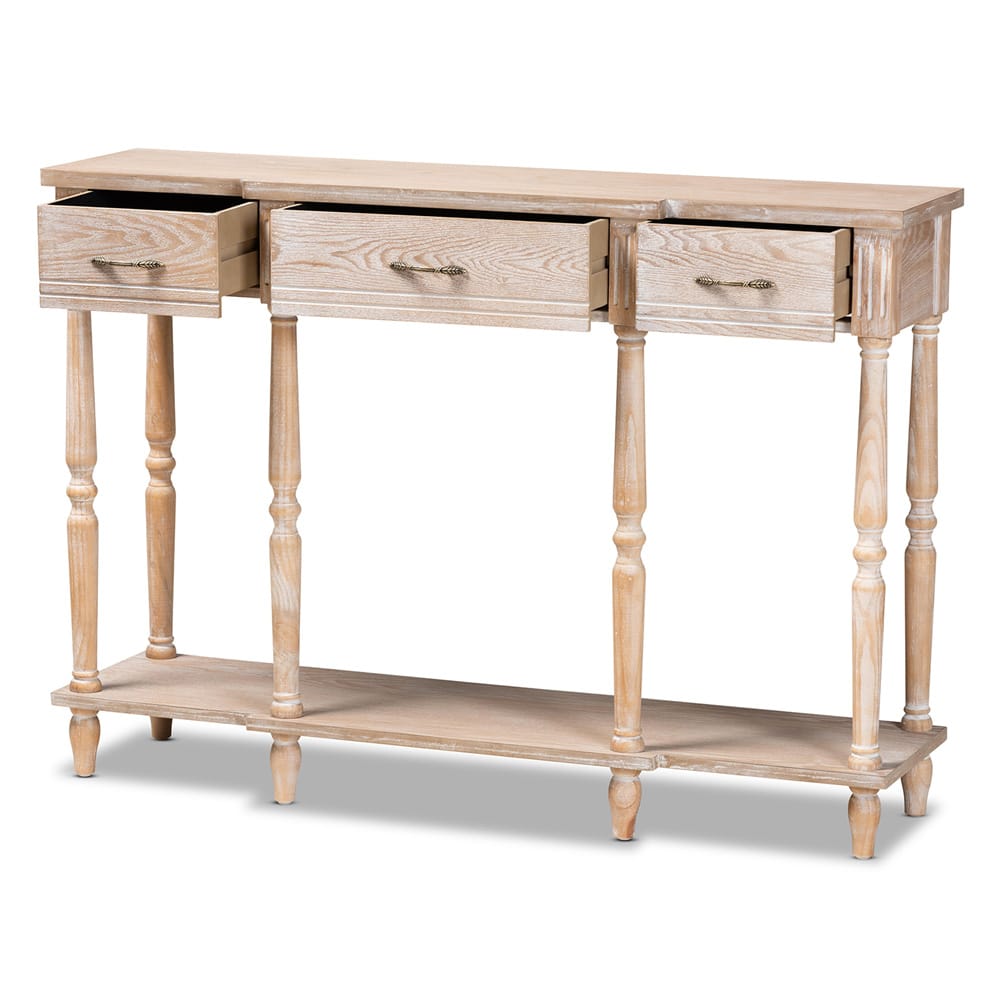 Baxton Studio - Hallan Console Table in Oak Brown - JY20A075-Natural-Console view 2