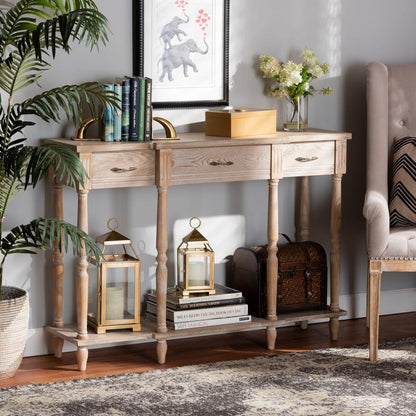 Baxton Studio - Hallan Console Table in Oak Brown - JY20A075-Natural-Console view 7