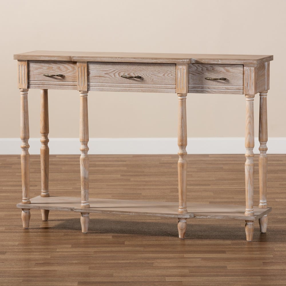 Baxton Studio - Hallan Console Table in Oak Brown - JY20A075-Natural-Console view 8