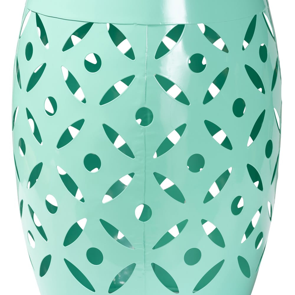 Baxton Studio - Hallie Outdoor Side Table in Aqua - H01-101371B Aqua Metal Side Table view 2