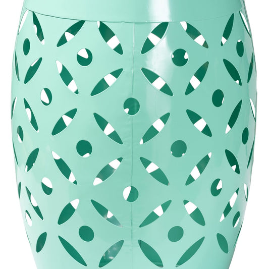 Baxton Studio - Hallie Outdoor Side Table in Aqua - H01-101371B Aqua Metal Side Table view 2