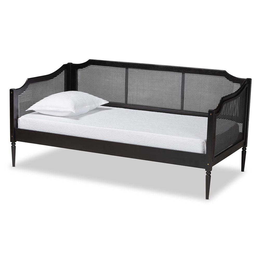 Baxton Studio - Hancock Daybed in Black/Charcoal - MG0075-Black Rattan/Black-Daybed view 1