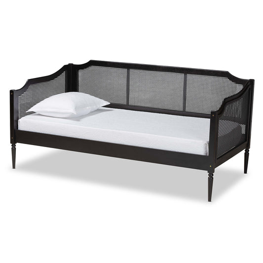 Baxton Studio - Hancock Daybed in Black/Charcoal - MG0075-Black Rattan/Black-Daybed view 1