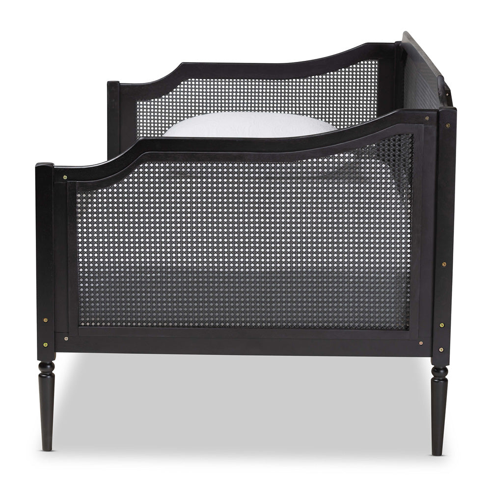 Baxton Studio - Hancock Daybed in Black/Charcoal - MG0075-Black Rattan/Black-Daybed view 2