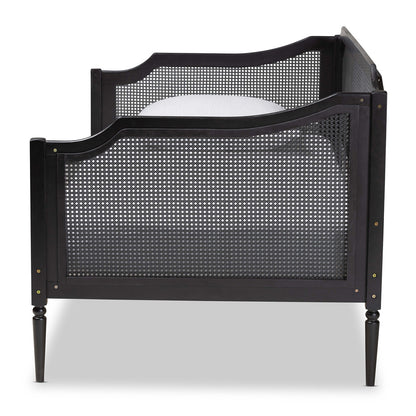 Baxton Studio - Hancock Daybed in Black/Charcoal - MG0075-Black Rattan/Black-Daybed view 2