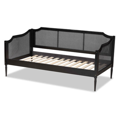 Baxton Studio - Hancock Daybed in Black/Charcoal - MG0075-Black Rattan/Black-Daybed view 3