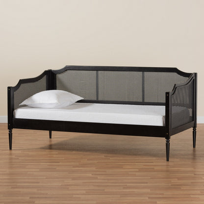 Baxton Studio - Hancock Daybed in Black/Charcoal - MG0075-Black Rattan/Black-Daybed view 7