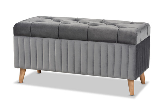 Baxton Studio - Hanley Storage Ottoman - HY2A19B046S-Grey Velvet-Otto view 1