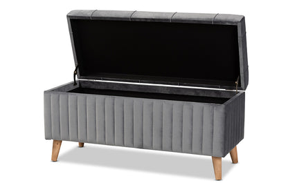 Baxton Studio - Hanley Storage Ottoman - HY2A19B046S-Grey Velvet-Otto view 2