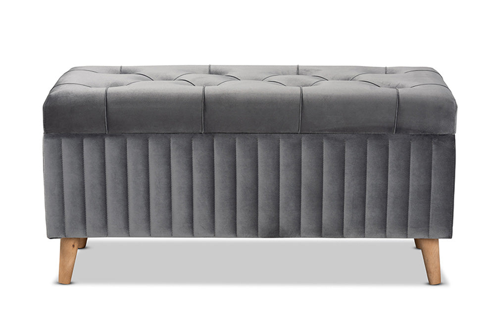 Baxton Studio - Hanley Storage Ottoman - HY2A19B046S-Grey Velvet-Otto view 3