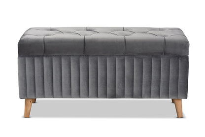 Baxton Studio - Hanley Storage Ottoman - HY2A19B046S-Grey Velvet-Otto view 3