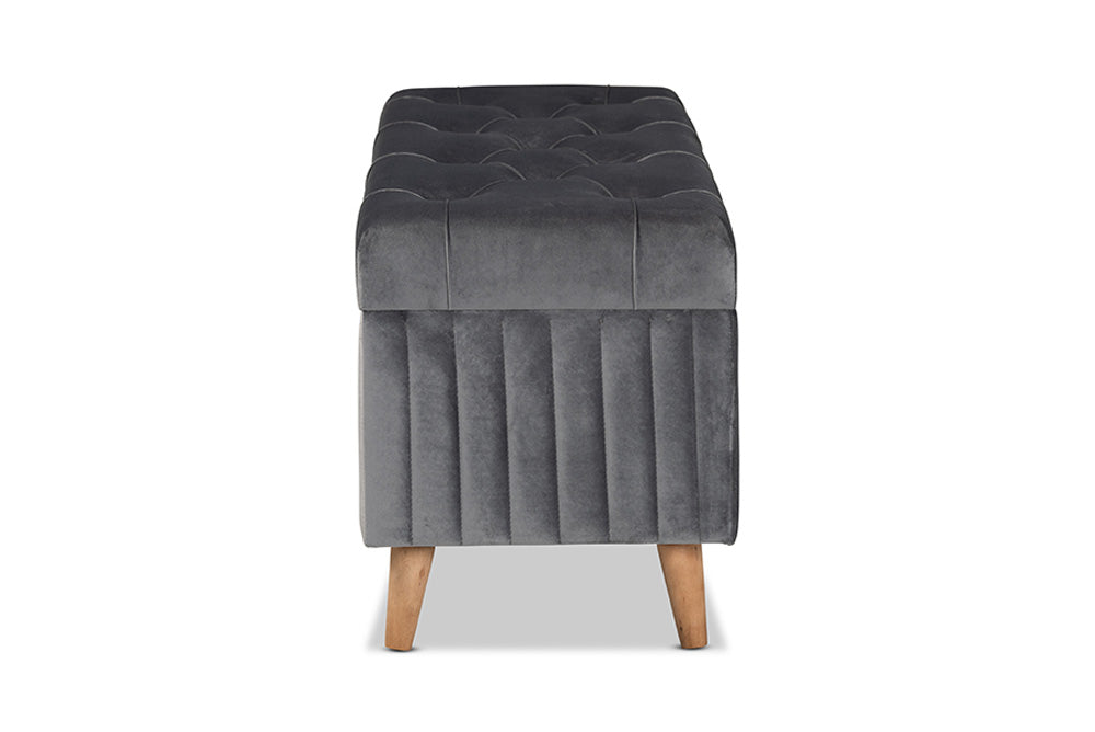 Baxton Studio - Hanley Storage Ottoman - HY2A19B046S-Grey Velvet-Otto view 4