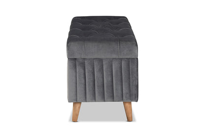 Baxton Studio - Hanley Storage Ottoman - HY2A19B046S-Grey Velvet-Otto view 4