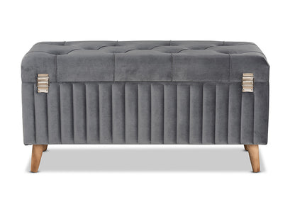 Baxton Studio - Hanley Storage Ottoman - HY2A19B046S-Grey Velvet-Otto view 6