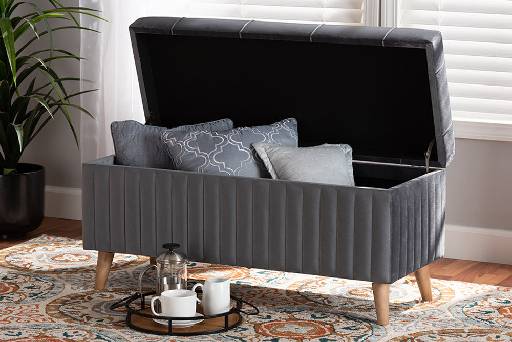 Baxton Studio - Hanley Storage Ottoman - HY2A19B046S-Grey Velvet-Otto view 9
