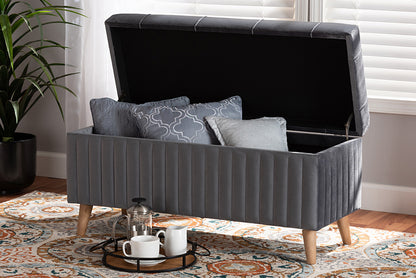Baxton Studio - Hanley Storage Ottoman - HY2A19B046S-Grey Velvet-Otto view 9