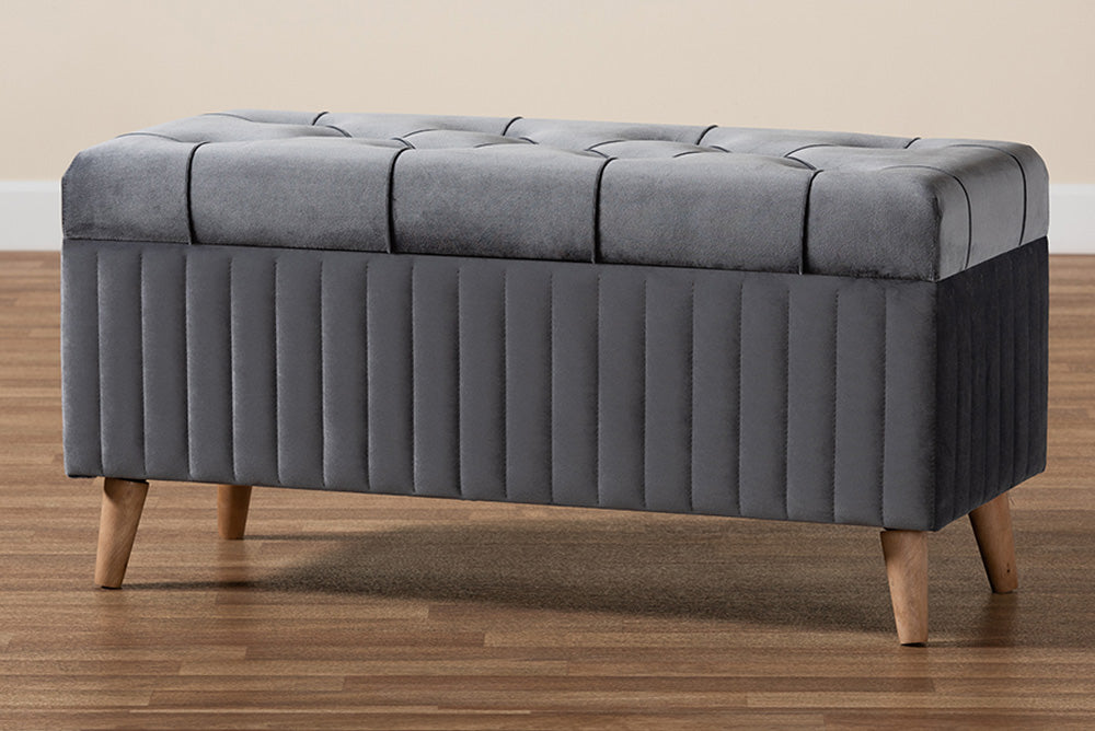 Baxton Studio - Hanley Storage Ottoman - HY2A19B046S-Grey Velvet-Otto view 10