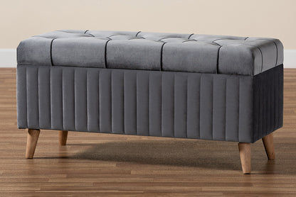 Baxton Studio - Hanley Storage Ottoman - HY2A19B046S-Grey Velvet-Otto view 10