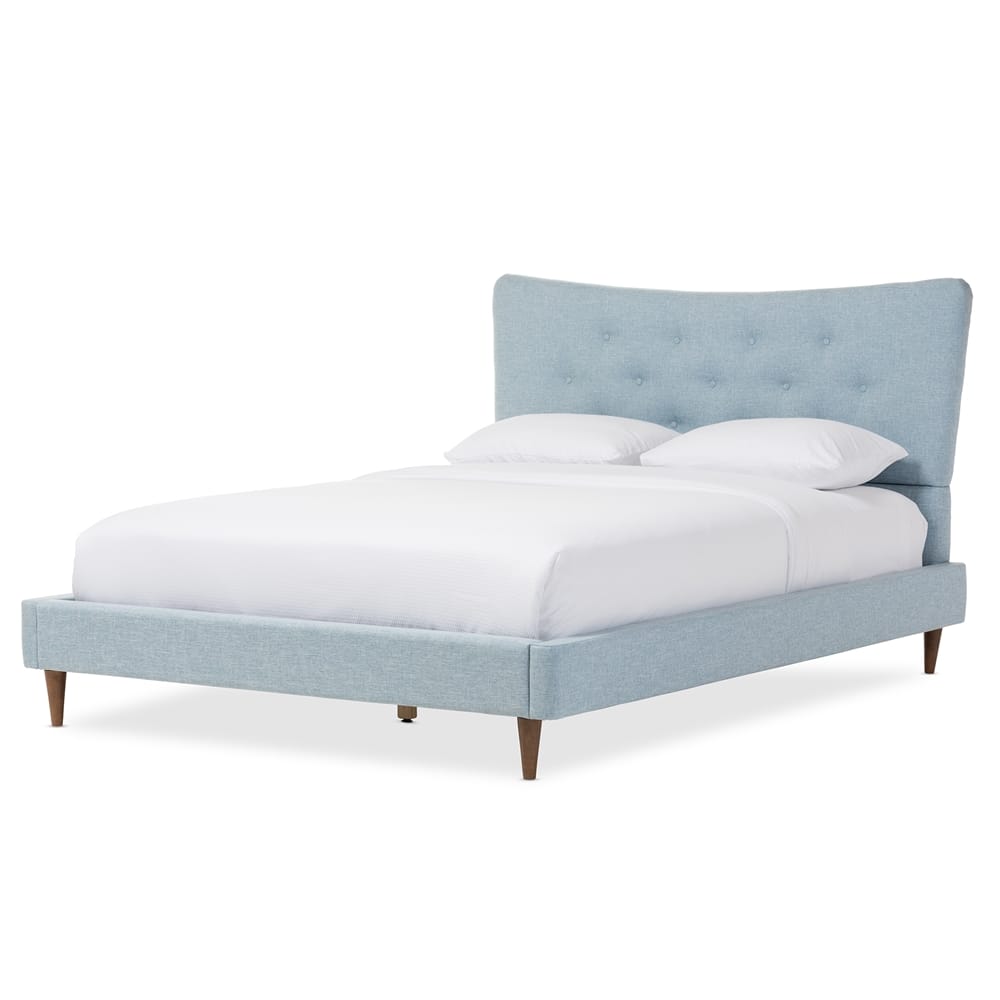 Baxton Studio - Hannah Queen Size Bed in Light Blue - BBT6570-Light Blue-Queen view 1