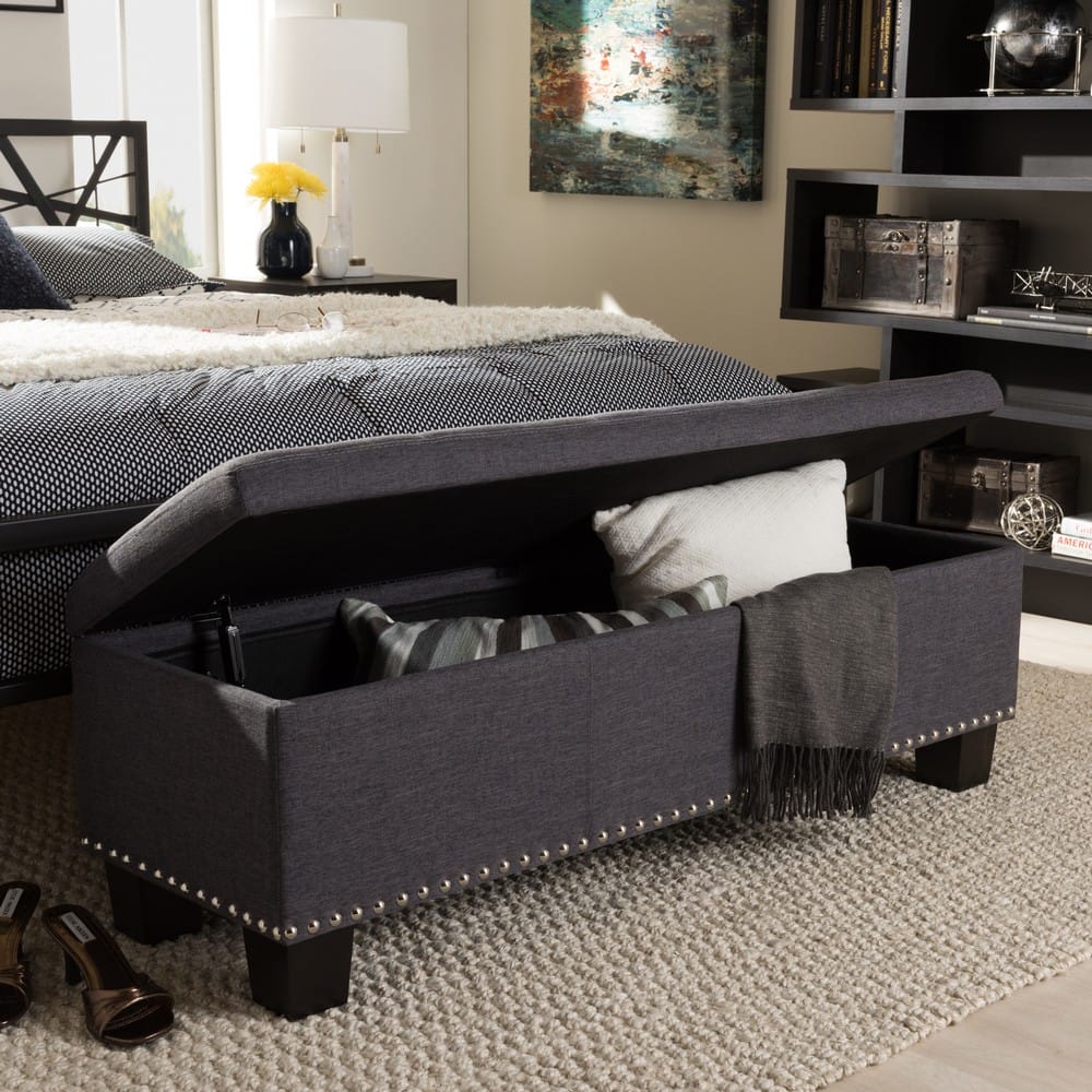 Baxton Studio - Hannah Storage Bench in Dark Grey - BBT3136-OTTO-Dark Grey-H1217-20 view 7