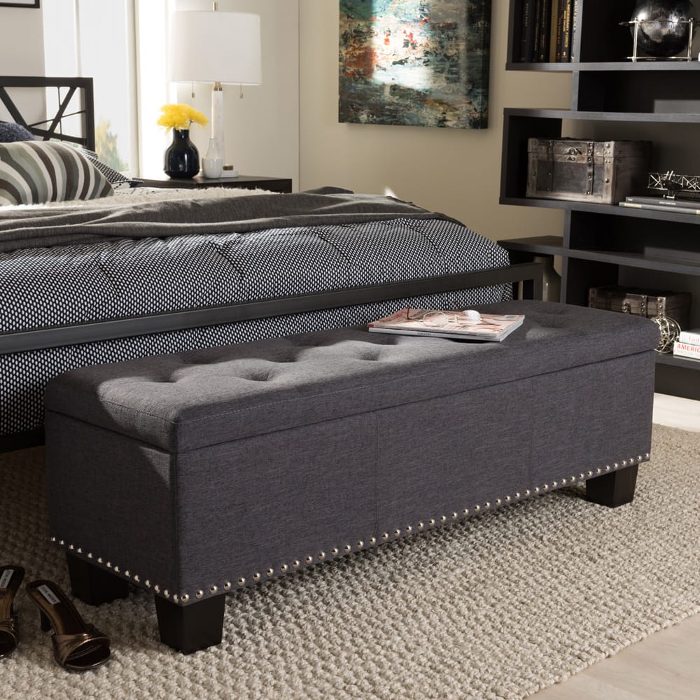Baxton Studio - Hannah Storage Bench in Dark Grey - BBT3136-OTTO-Dark Grey-H1217-20 view 9